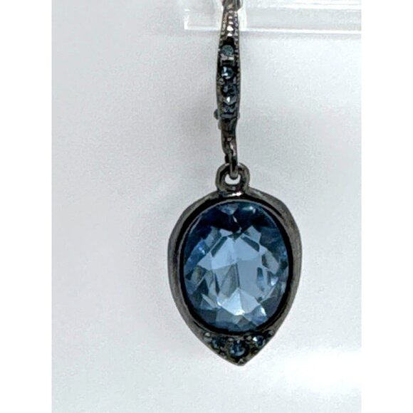 Givenchy Gunmetal Blue Crystal Necklace & Earring Set Designer Statement Jewelry - Picture 9 of 12